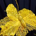 Yılbaşı Ponsetya Yapay Çiçek Gold Kelebekli (25 cm - 1 Adet)