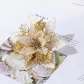Yılbaşı Ponsetya Yapay Çiçek Simli Gold 13 cm 1 Adet