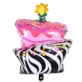 Zebra Çizgili İki Katlı Pasta Folyo Balon (55x80 cm)
