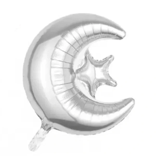 Ay Yıldızlı Folyo Balon Gümüş