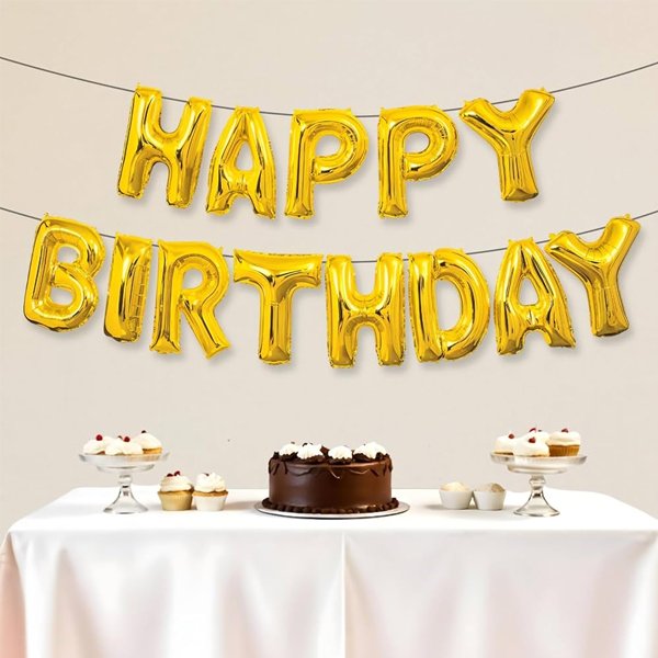 happy birthday folyo balon gold