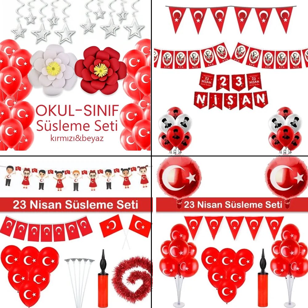 23 Nisan Kırmızı Beyaz Okul - Sınıf Süsleme Seti