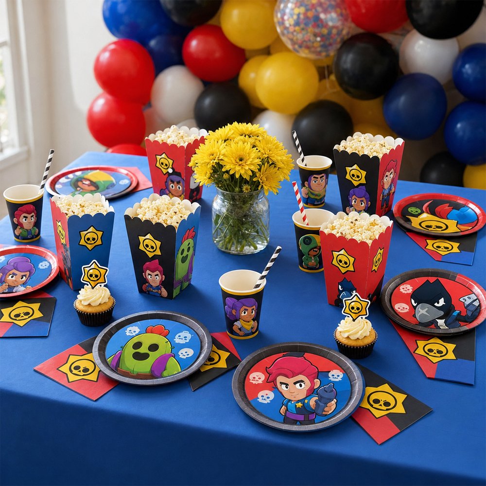 Brawl Stars doğum günü masa düzeni ve parti ürünleri