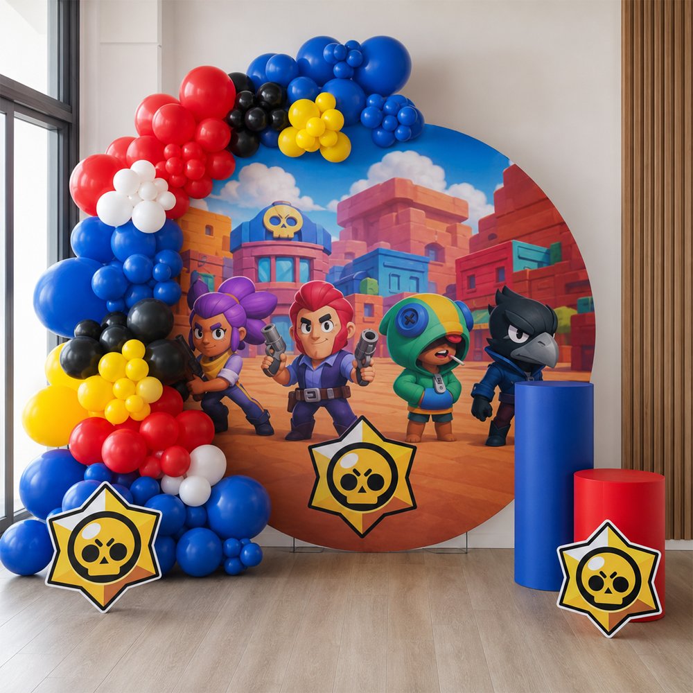 Brawl Stars balon zinciri ve doğum günü fotoğraf alanı