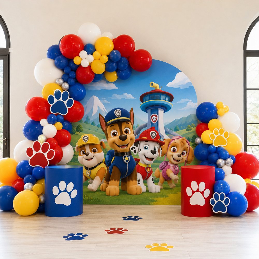 Paw Patrol doğum günü partisi balon zinciri