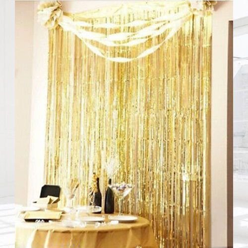 Gold altın sarısı ışıltılı püsküllü perde