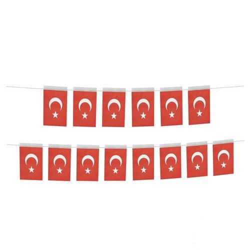 İpli Ay Yıldızlı Bayrak Büyük Boy 19*11 cm 50'li, fiyatı