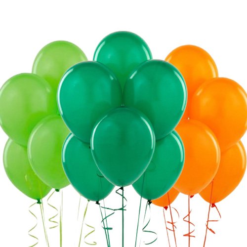 Koyu yeşil açık yeşil turuncu balon 15 adet