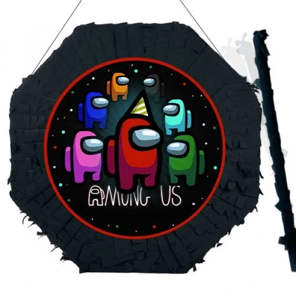 Among Us Pinyata Siyah 42 cm + Sopası