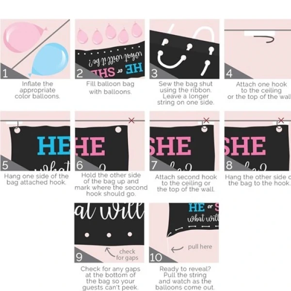 Cinsiyet Partisi Balon Torbası 60*120 cm