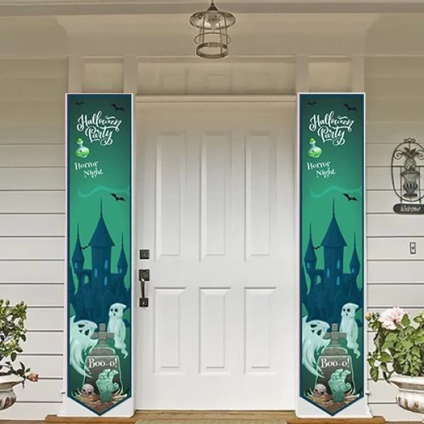 Halloween Asma Afiş (Hayaletli) Kapı Süsü (2 Adet) 160x30 cm