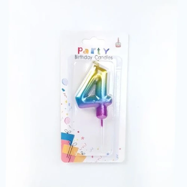 Renkli Metalik Rakam Pasta Mum - 4