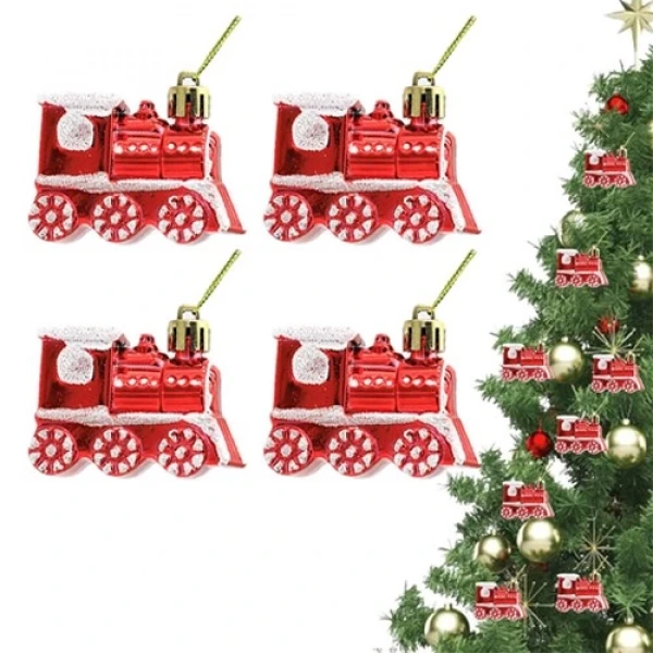 Yılbaşı Temalı Mini Tren Dekorasyon Seti 4 Adet
