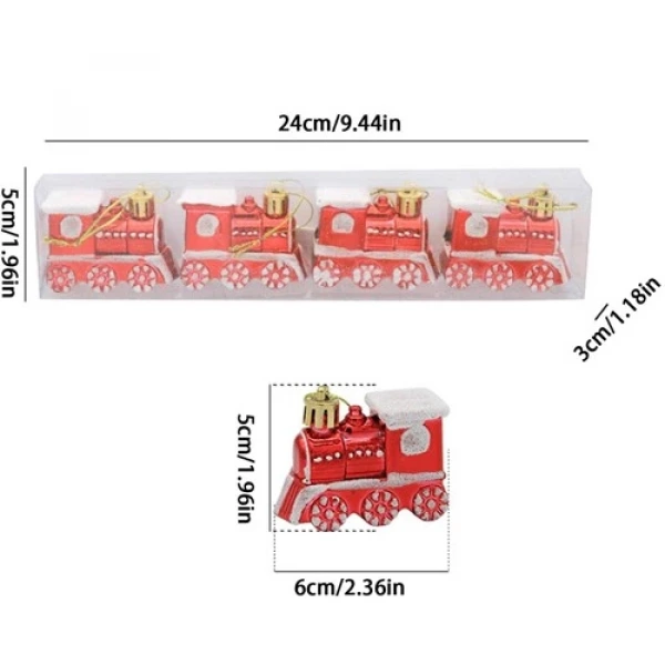 Yılbaşı Temalı Mini Tren Dekorasyon Seti 4 Adet