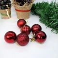 Koyu Kırmızı Yılbaşı Top Süs Mat-Parlak-Simli-Aynalı 6 Adet 4 cm