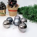 Uzay Gri Yılbaşı Top Süs Mat-Parlak-Simli-Aynalı 6 Adet 4 cm