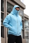 Mavi Maskeli Polar Sweat (Üç İplik,Şardonlu),Maskeli Sweatshirt Premium