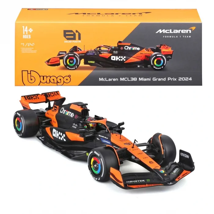 Bburago 1:24 F1 McLaren MCL38 Miami GP 2024 Oscar Piastri #81