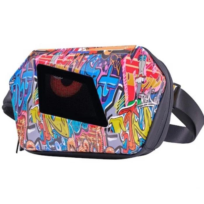 Zampago LED Gözlü Akıllı Sırt Çantası - Grafiti Tasarım + Powerbank Hediyeli