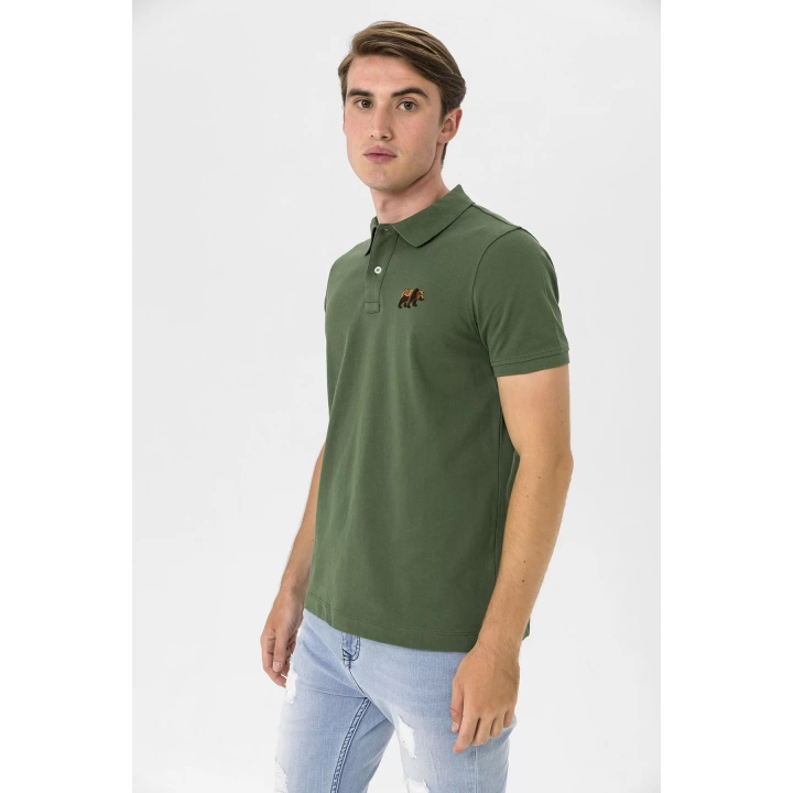 Farm Animals Polo Yaka Ayı Nakış Detaylı Erkek T-Shirt