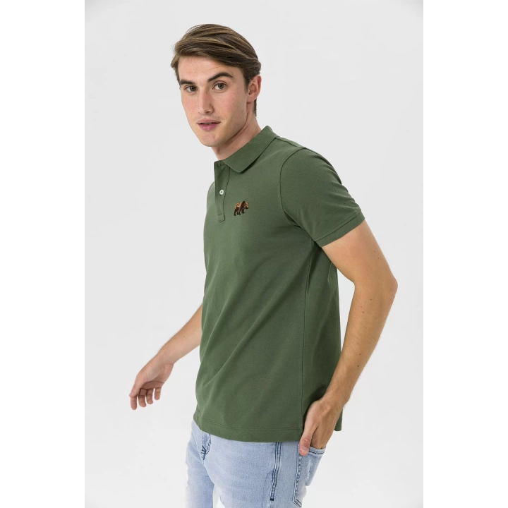 Farm Animals Polo Yaka Ayı Nakış Detaylı Erkek T-Shirt