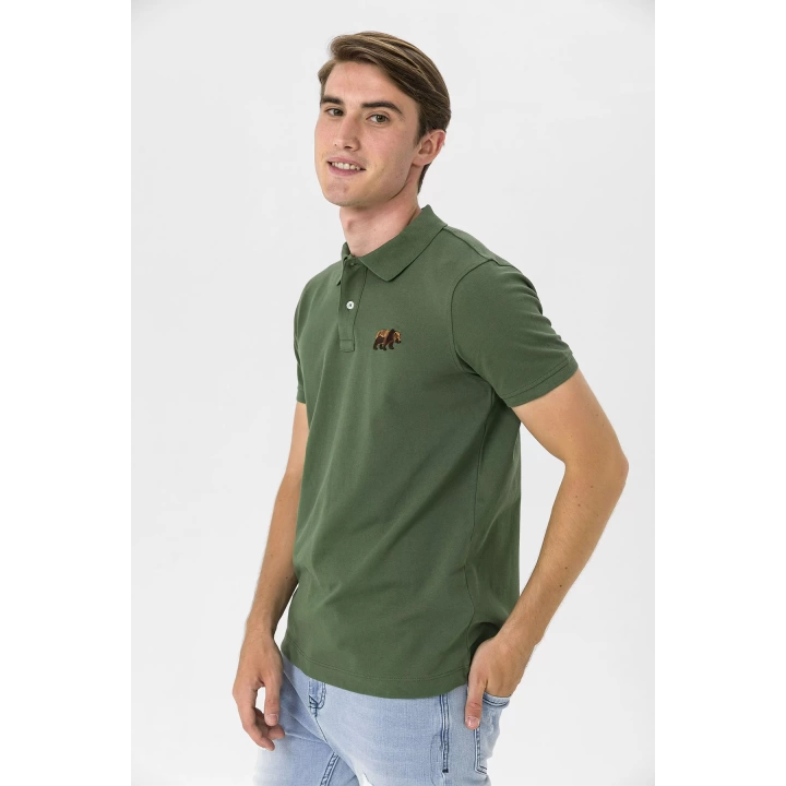 Farm Animals Polo Yaka Ayı Nakış Detaylı Erkek T-Shirt