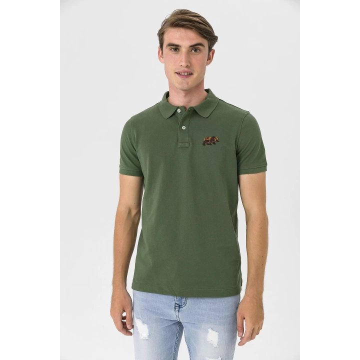 Farm Animals Polo Yaka Ayı Nakış Detaylı Erkek T-Shirt