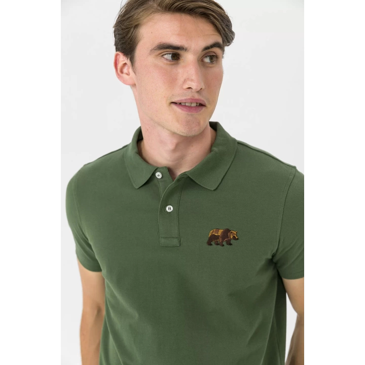 Farm Animals Polo Yaka Ayı Nakış Detaylı Erkek T-Shirt