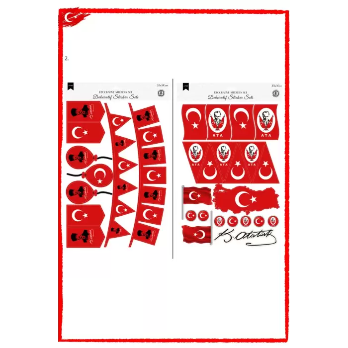 29 Ekim Cumhuriyet Bayramı Süsleme Stickeri Süsleme Seti Atatürk Cam Sticker