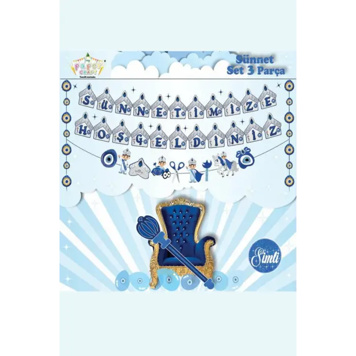 Sünnetime Hoşgeldiniz 3 lü Süsleme Seti Sünnet Odası Süsleme Ekonomik Paket