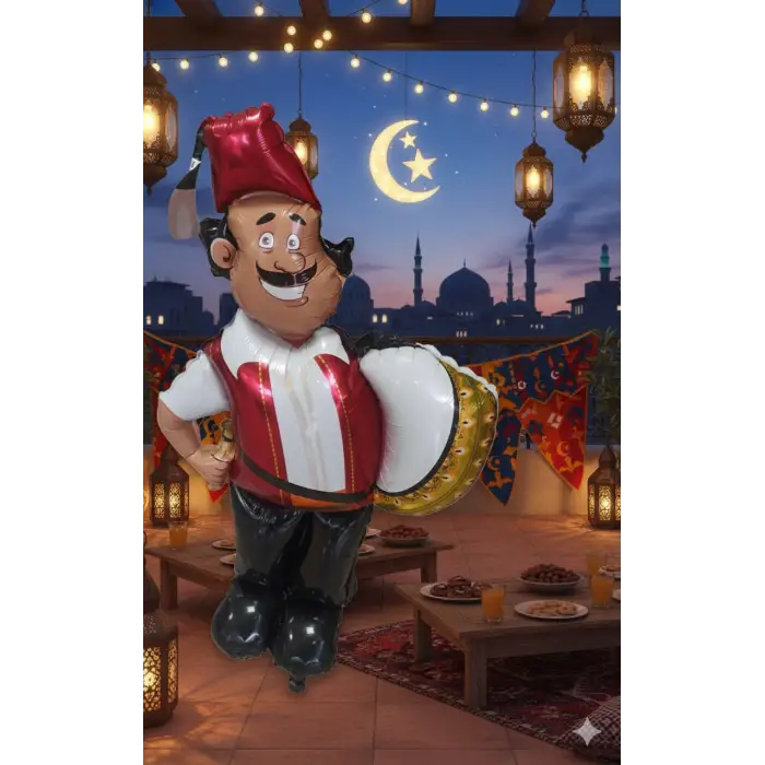 Ramazan Davulcusu Figür Folyo Balon 120 Cm Ayakta Durabilen Ramazan Figür Süsleme Balonu Dini Figür