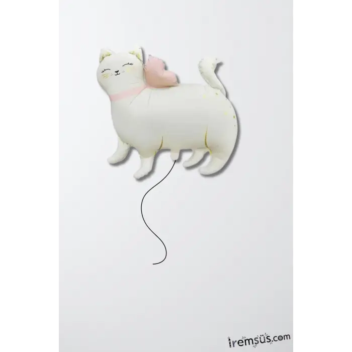 Bej Renk Kedi Figür Folyo Helyum Balon 55 Cm Kedi Şekilli Parti Balonu