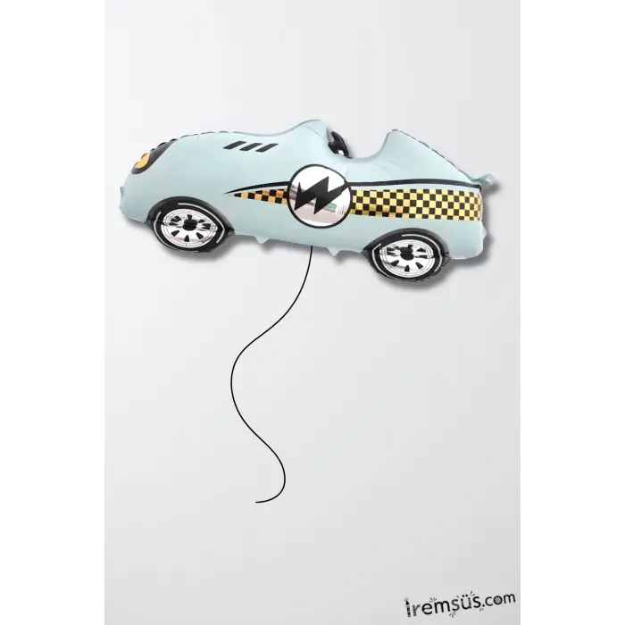 Retro Mavi Yarış Arabası Folyo Helyum Balon 110-49 Cm Retro Araba Konsept Parti Süsleme Balonu