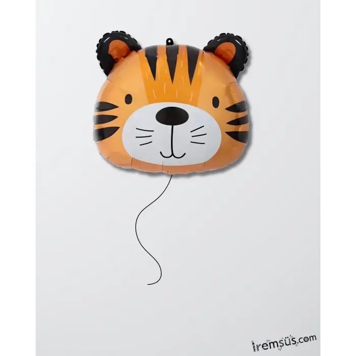 Kaplan Kafa Figürü Folyo Helyum Balon 59 cm Safari Konsept Süsleme Folyo Hayvan Figür Balon