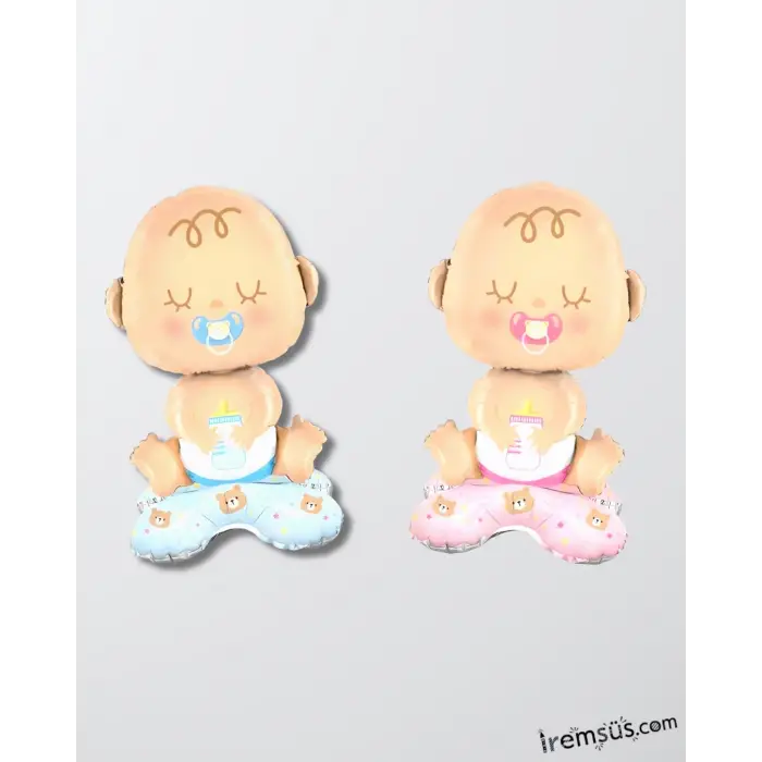 Cinsiyet Partisi Ayaklı Bebek Figür Folyo Balon Süsleme Seti Masaüstü Balon Seti 2 li