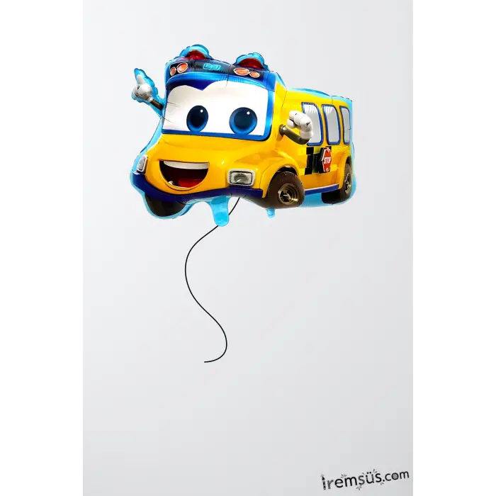 Otobüs Figür Folyo Helyum Balon Sarı Renk 56 cm Bus Folyo Balon
