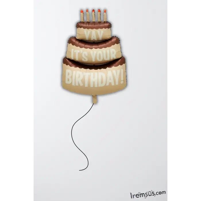 Retro Doğum Günü Pastası Folyo Helyum Balon 102 cm Retro Konsept Balon