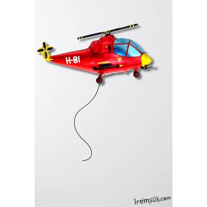 Helikopter Figürü Folyo Helyum Balon 89*52 Cm Hava Taşıtları Tema Parti Balonu