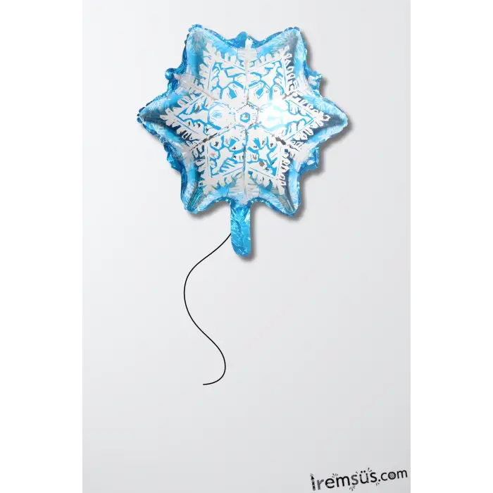 Kar Tanesi Figür Folyo Helyum Balon Mavi Renk 58*50 Cm Yılbaşı Süsleme Balonu