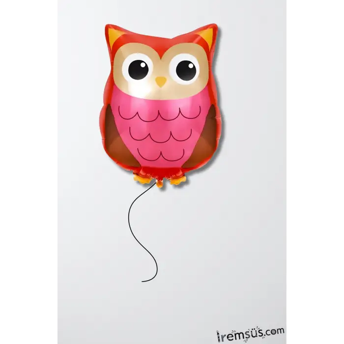 Baykuş Figür Kırmızı Renk Folyo Helyum Balon 54 cm Hayvan Şekilli Folyo Balon