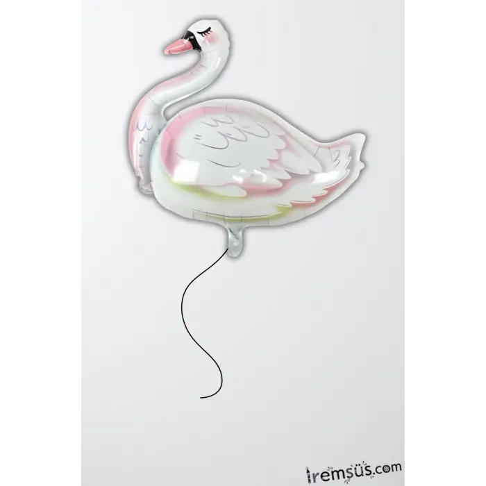 Kuğu Figür Beyaz Renk Folyo Helyum Balon 76 cm Hayvan Şekilli Folyo Balon