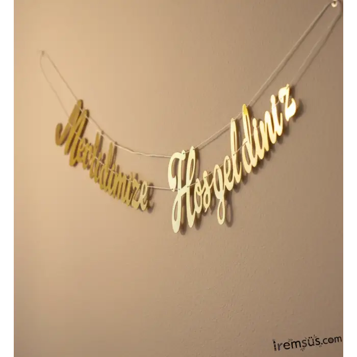 Mevlidimize Hoşgeldiniz Kaligrafi Banner 2mt Gold Renk