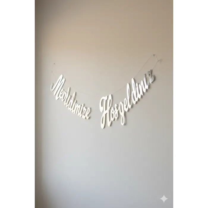 Mevlidimize Hoşgeldiniz Kaligrafi Banner 2mt Gümüş Renk