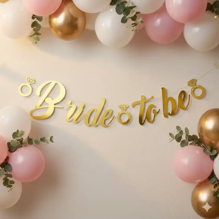 Bride To Be Yazılı Kaligrafi Banner Yazısı Gold Renk Bekarlığa Veda Partisi Süslemesi 170 cm