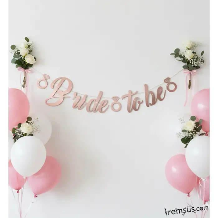 Bride To Be Yazılı Kaligrafi Banner Yazısı Rose Gold Renk Bekarlığa Veda Partisi Süslemesi 170 cm