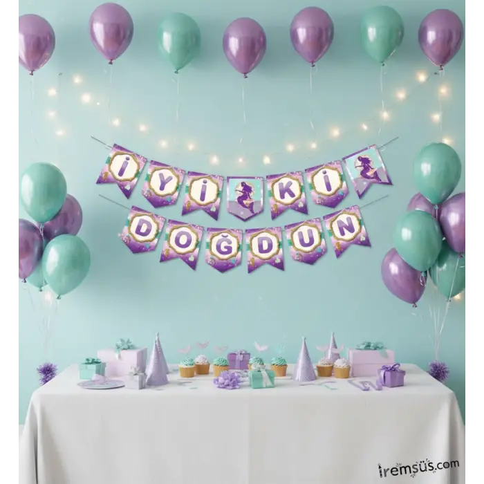 Deniz Kızı Konsept Doğum Günü İyi ki Doğdun Banner Deniz Kızı Süslemesi 190 cm