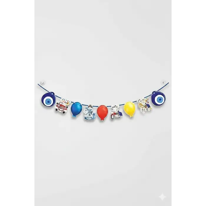 Sünnet Kutlama Dekoratif Nazar Boncuklu Karton Süsleme Sünnet Düğünü ve Oda Süslemesi