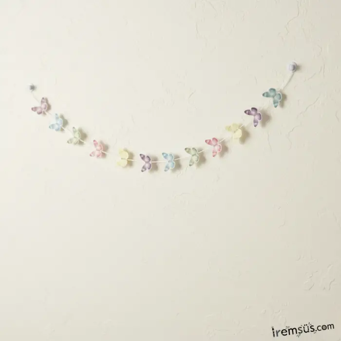 Rengarenk Yana Açılır Kelebek Şerit Süsleme 3mt Kelebek Konsept Parti Süsleme Makaron Renkler