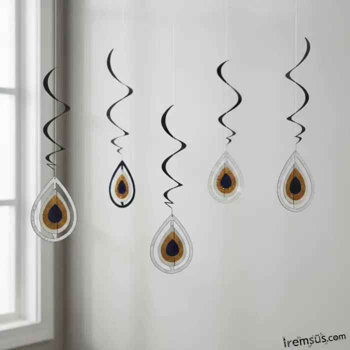 3D Nazar Boncuklu Tavan Sarkıt Süs 10 lu Sünnet Düğünü Ve Oda Süsleme Seti Sünnet Süsü