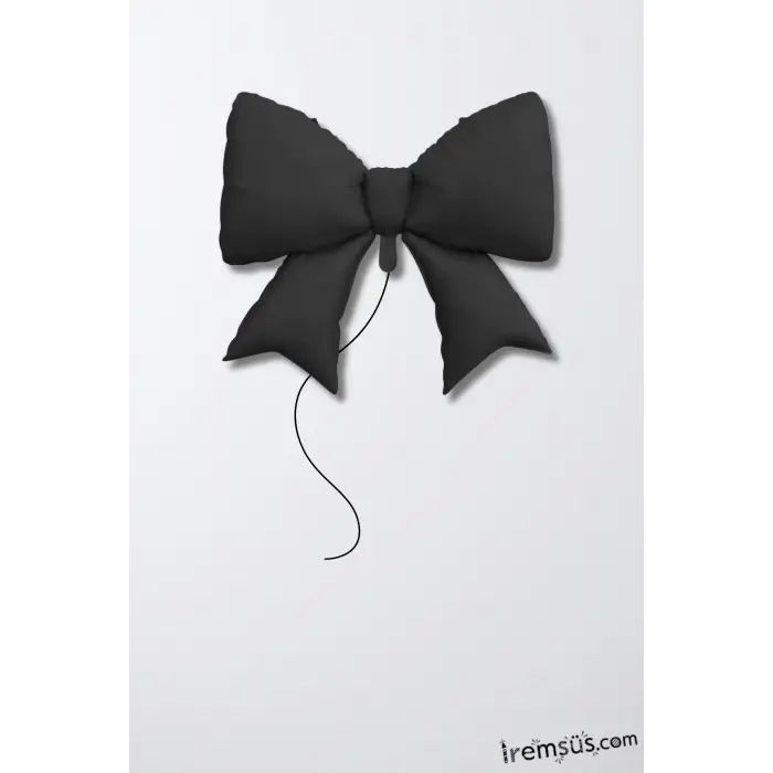 Satin Siyah Renk Kurdele Figür Folyo Helyum Balon 91 cm Mat Siyah Renk Süsleme Balonu